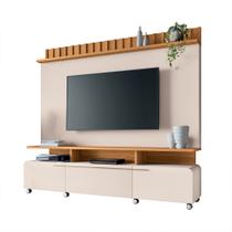 Home Painel Decorativo Artís TV até 70 Pol MDP/MDF Pés Rodízio Off White/Cinamomo G26 - HB Móveis - Gran Belo