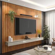 Home Painel Ripado 250x230cm Para TV 85 Supremo 2.3 Patrimar Cinamomo/Off White