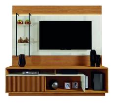 Home para Sala de TV Moderno com LED - Ravena-Naturale/Off White - Mavau Móveis