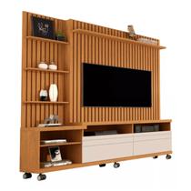 Home Para Sala Tv Conjunto Rack Painel Ripado Nobre Grande