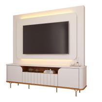 Home Para Tv 70" 200 Cm 100% Mdf Porta Basculante Diamantina Permobili Off White/Cinamomo