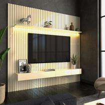 Home para TV Ripado com LED Nobre 185 Off White - Gelius - Gelius Móveis