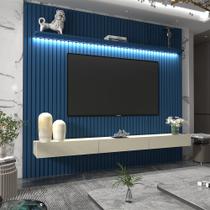 Home para TV Ripado com LED Nobre 230 Azul Off White - Gelius - Gelius Móveis
