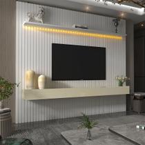 Home para TV Ripado com LED Nobre 230 Branco Off White - Gelius - Gelius Móveis