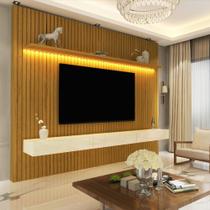 Home para TV Ripado com LED Nobre 230 Naturale Off White - Gelius - Gelius Móveis