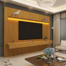 Home para TV Ripado com LED Nobre Clean 230 Naturale - Gelius - Gelius Móveis