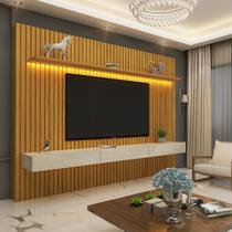 Home para TV Ripado com LED Nobre Clean 230 Naturale Off White - Gelius - Gelius Móveis