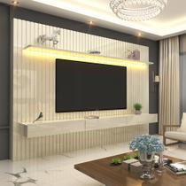 Home para TV Ripado com LED Nobre Clean 230 Off White - Gelius - Gelius Móveis