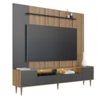 Home Rack com Painel para TV até 75 Polegadas e Iluminação LED Rotterdam Cor Grafite - Art In Móveis Home Rack com Painel para TV até 75 Polegadas e Iluminação LED Rotterdam Cor Grafite - Art In Móveis