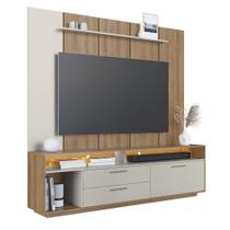 Home Rack com Painel para TV até 75 Polegadas Reims 2 Gavetas 1 Porta LED Cor Bege - Art In Móveis Home Rack com Painel para TV até 75 Polegadas Reims 2 Gavetas 1 Porta LED Cor Bege - Art In Móveis