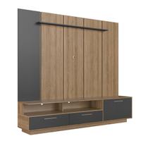 Home Rack E Painel Para Tv Até 75 Polegadas Com Iluminação Led Ravenna Grafite Home Rack E Painel Para Tv Até 75 Polegadas Com Iluminação Led Ravenna Grafite