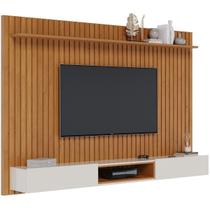 Home Ripado Painel de Parede Suspenso Embutido para Sala de Estar com Nicho Bancada Prateleira 2 Portas LOFT Imcal 2.2 - Nature/Offwhite