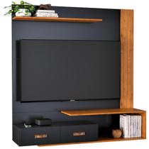 Home Ripado Painel Estante Bancada Aéreo Suspenso de Parede Sala Estar Tv 60 Polegadas Prateleira Decoração Organic Preto
