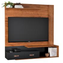 Home Ripado Painel Estante Bancada Aéreo Suspenso de Parede Sala Estar Tv 60 Polegadas Prateleira Decoração Organic Preto/Freijó