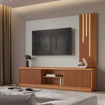 Home Ripado para TV até 75 Polegadas com LED 100% MDF 220cm com LED Cascata 2 Portas Valencia New