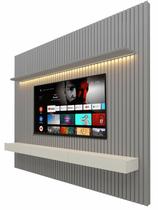 Home Suspenso 2.3 Ripado com LED Nobre Cinza com Off White - Gelius Móveis Home Suspenso 2.3 Ripado com LED Nobre Cinza com Off White - Gelius Móveis