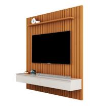 Home Suspenso AS Ripado 1.35m Para Tv Até 55'' Polegadas Cor Cedro / Off White