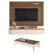 Home Suspenso Astor Castanho Off White com Mesa de Centro Cadenza Off White Castanho - HB Móveis Home Suspenso Astor Castanho Off White com Mesa de Centro Cadenza Off White Castanho - HB Móveis