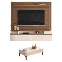 Home Suspenso Astor Castanho Off White com Mesa de Centro Liz Off White - HB Móveis Home Suspenso Astor Castanho Off White com Mesa de Centro Liz Off White - HB Móveis