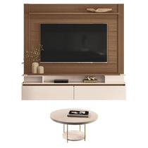Home Suspenso Astor Castanho Off White com Mesa de Centro Sky Off White - HB Móveis Home Suspenso Astor Castanho Off White com Mesa de Centro Sky Off White - HB Móveis