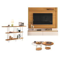 Home Suspenso Astor Cinamomo Off White com Kit Mesa de Centro Sky e Aparador Infinity Cinamomo - HB Móveis