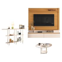 Home Suspenso Astor Cinamomo Off White e Mesa de Centro Sky com Tampo de vidro e Aparador Infinity Off White - HB Móveis