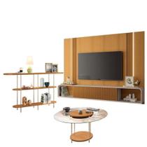 Home Suspenso Cinamomo Off White E Aparador Infinity E Mesa De Centro Sky Com Tampo De Vidro Cinamomo- Hb Móveis