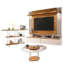 Home Suspenso Cosmo Cinamomo Off White E Aparador Infinity E Mesa De Centro Sky Com Tampo De Vidro Cinamomo- Hb Móveis