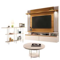 Home Suspenso Cosmo Cinamomo Off White e Aparador Infinity e Mesa de Centro Sky Off White- HB Móveis