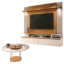 Home Suspenso Cosmo Cinamomo Off White E Mesa De Centro Sky Com Tampo De Vidro Cinamomo - Hb Móveis