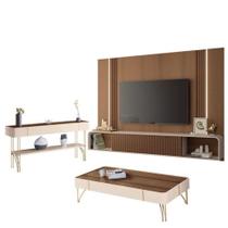 Home Suspenso E Aparador Vivant E Mesa De Centro Cadenza Castanho Off White - Hb Móveis Home Suspenso E Aparador Vivant E Mesa De Centro Cadenza Castanho Off White - Hb Móveis