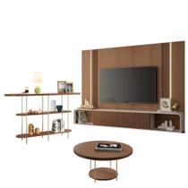 Home Suspenso Empire Castanho Off White E Aparador Infinity E Mesa De Centro Sky Castanho- Hb Móveis