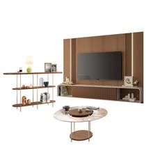 Home Suspenso Empire Castanho Off White e Aparador Infinity e Mesa de Centro Sky com tampo de Vidro Castanho- HB Móveis
