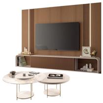 Home Suspenso Empire Castanho Off White e Kit Mesa de Centro Sky Off White- HB Móveis