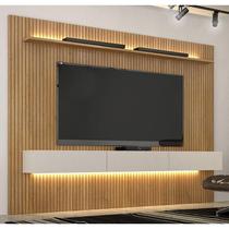 Home Suspenso Frisado Ambiente Curitiba 2240 com Nicho e Led Cinamomo Off White - Valdemóveis