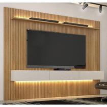 Home Suspenso Frisado Ambiente Curitiba 2240 Com Nicho E Led Cinamomo Off White - Valdemóveis