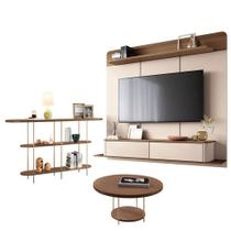 Home Suspenso Galax Castanho Off White E Aparador Infinity E Mesa De Centro Sky Castanho- Hb Móveis