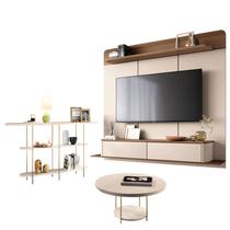 Home Suspenso Galax Castanho Off White e Aparador Infinity e Mesa de Centro Sky Off White- HB Móveis Home Suspenso Galax Castanho Off White e Aparador Infinity e Mesa de Centro Sky Off White- HB Móveis