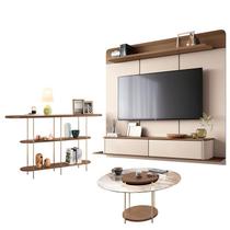 Home Suspenso Galax Castanho Off White e Aparador Infinity e Mesa Sky com Tampo De Vidro Castanho- HB Móveis