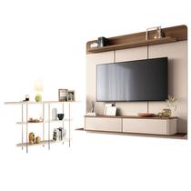 Home Suspenso Galax Castanho Off White e Aparador Infinity Off White- HB Móveis