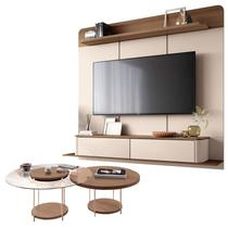 Home Suspenso Galax Castanho Off White e Kit Mesa de Centro Sky Castanho- HB Móveis Home Suspenso Galax Castanho Off White e Kit Mesa de Centro Sky Castanho- HB Móveis