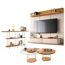 Home Suspenso Galax Cinamomo Off White e Aparador Infinity e Kit Mesa de Centro Sky Cinamomo- HB Móveis