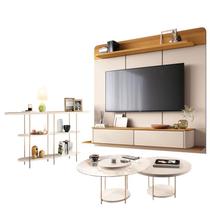 Home Suspenso Galax Cinamomo Off White e Aparador Infinity e Kit Mesa de Centro Sky Off White- HB Móveis