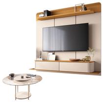 Home Suspenso Galax Cinamomo Off White e Mesa de Centro Sky com Tampo de Vidro Off White- HB Móveis