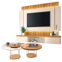 Home Suspenso Illusion 1.8 Cinamomo Off White e Kit Mesa de Centro Sky Cinamomo- HB Móveis