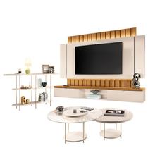 Home Suspenso Illusion 2.2 Cinamomo Off White e Aparador Infinity e Kit Mesa de Centro Sky Off White- HB Móveis