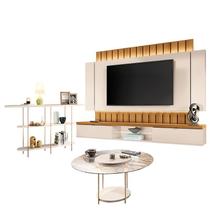 Home Suspenso Illusion 2.2 Cinamomo Off White e Aparador Infinity e Mesa de Centro Sky com Tampo de Vidro Off White- HB Móveis Home Suspenso Illusion 2.2 Cinamomo Off White e Aparador Infinity e Mesa de Centro Sky com Tampo de Vidro Off White- HB Móveis
