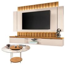 Home Suspenso Illusion 2.2 Cinamomo Off White E Mesa De Centro Sky Com Tampo De Vidro Cinamomo- Hb Móveis