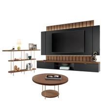 Home Suspenso Illusion 2.2 Preto Castanho e Aparador Infinity e Mesa de Centro Sky Castanho- HB Móveis Home Suspenso Illusion 2.2 Preto Castanho e Aparador Infinity e Mesa de Centro Sky Castanho- HB Móveis
