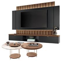 Home Suspenso Illusion 2.2 Preto Castanho e Kit Mesa de Centro Sky Castanho- HB Móveis Home Suspenso Illusion 2.2 Preto Castanho e Kit Mesa de Centro Sky Castanho- HB Móveis